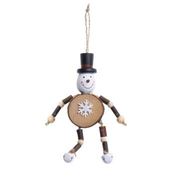DEKOR DREVENÝ ZÁVESNÝ SNEHULIAK S KLOBÚKOM
