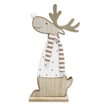 DEKORÁCIE DREVENÝ SOB, STOJACI, BODKOVANÝ VZOR, BIELY