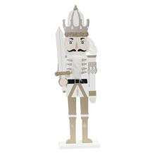 DEKOR DREVENÝ LUSKÁČIK KRÁĽ S MEČOM, BIELO-ZLATO-STRIEBORNÝ