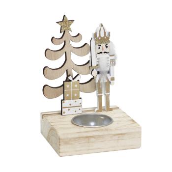 DEKOR DREVENÝ SVIETNIK S LUSKÁČIKOM, PRÍRODNÝ