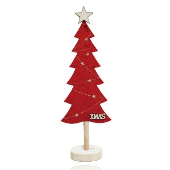 OZDOBNÁ DREVENÁ BOROVICA S NÁPISOM "CHRISTMAS", ČERVENÁ