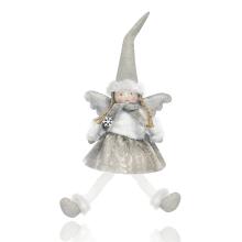 DEKOR TEXTILNÝ ANJEL, ZÁVESNÉ NOŽIČKY, STRIEBORNO-BIELY