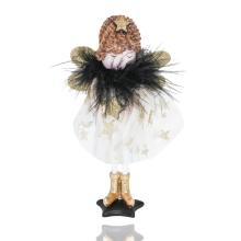 DEKOR DREVENÝ ANJEL, STOJACI, ČIERNO-ZLATÝ