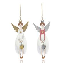 DEKOR DREVENÝ ZÁVESNÝ ANJEL, SIVO-RUŽOVÝ