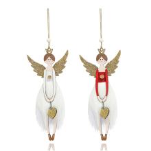 DEKOR DREVENÝ ZÁVESNÝ ANJEL, ČERVENO-BIELY