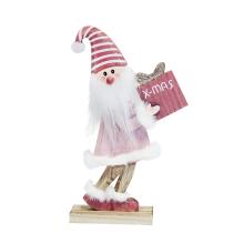 DEKOR DREVENÝ SANTA CLAUS, STOJACI, FIALOVO-BIELY