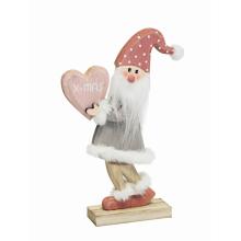 DEKOR SANTA CLAUS STROM SO SRDCOM, STOJACI, RUŽOVO-SIVÝ