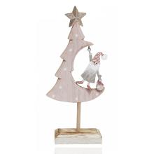 DEKORATÍVNA DREVENÁ BOROVICA SO SANTA CLAUSOM, STOJACA, RUŽOVÁ