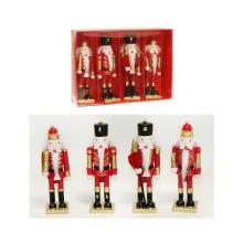 DEKOR POLYRESINOVÝ LUSKÁČIK NA ORECHY V DARČEKOVEJ KRABIČKE, 4 KUSY, ČERVENÝ