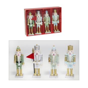 DEKOR POLYRESINOVÝ LUSKÁČIK NA ORECHY V DARČEKOVEJ KRABIČKE, 4 KUSY, FAREBNÝ