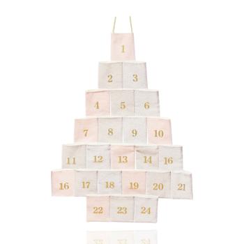 DEKOR TEXTILNÝ ADVENTNÝ KALENDÁR BOROVICA, RUŽOVO ŠEDÁ