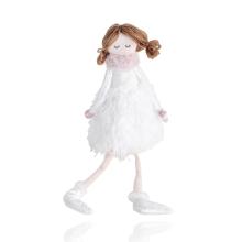 TEXTILNÝ DEKOR DIEVČATKO SO ZAVESENÝMI NOŽIČKAMI, BIELY