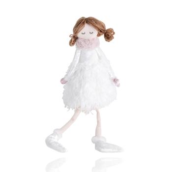 TEXTILNÝ DEKOR DIEVČATKO SO ZAVESENÝMI NOŽIČKAMI, BIELY