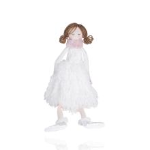 TEXTILNÝ DEKOR DIEVČATKO SO ZAVESENÝMI NOŽIČKAMI, BIELY