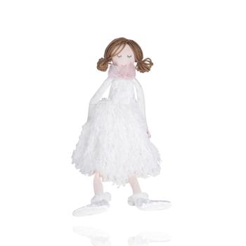 TEXTILNÝ DEKOR DIEVČATKO SO ZAVESENÝMI NOŽIČKAMI, BIELY