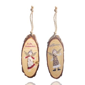 DEKOR DREVENÝ ZÁVESNÝ ORNAMENT, S DIEVČATKOM