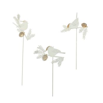 DEKOR KOVOVÝ VTÁK, BIELY