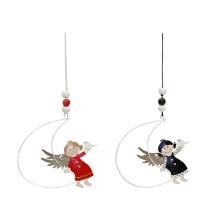 DEKOR KOVOVÝ ZÁVESNÝ ORNAMENT NA MESIACI ANJEL, ČERVENÝ ALEBO ČIERNY