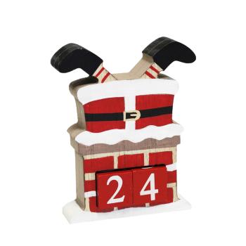 DEKOR DREVENÝ ADVENTNÝ KALENDÁR SANTA BODY, ČERVENÝ