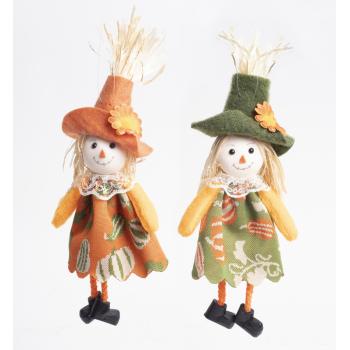 TEXTILNÝ ZÁVESNÝ STRAŠIAK SO VZOROM TEKVICE, ORANŽOVÝ/ZELENÝ