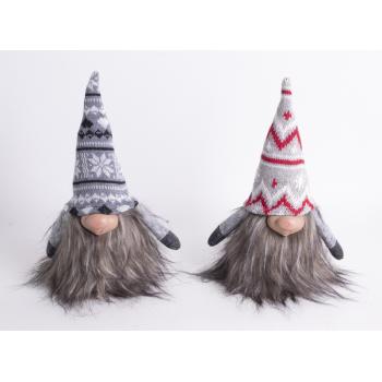 OZDOBNÉ FÚZY S PLETENOU ČIAPKOU, ČERVENO-ŠEDÉ