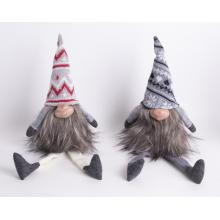 ZDOBENÉ FÚZY S PLETENOU ČIAPKOU, VISIACE NOHY, ČERVENO-ŠEDÉ