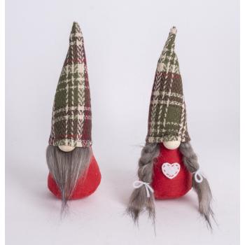 DEKOR TEXTILNÉ FÚZY, CHLAPEC ALEBO DIEVČA, ČERVENO-ZELENÉ