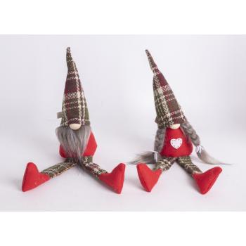 OZDOBNÉ TEXTILNÉ FÚZY, CHLAPEC ALEBO DIEVČA, VISIACE NOHY, ČERVENO-ZELENÉ