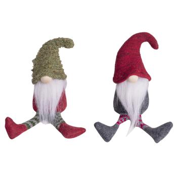 DEKORATÍVNE TEXTILNÉ FÚZY SO ZÁVESNÝMI NOŽIČKAMI, ČERVENO-ZELENÉ