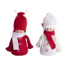 ZÁVESNÁ DEKORÁCIA PLETENÁ CHLAPEC ALEBO DIEVČA, ČERVENÁ A BIELA