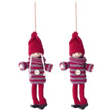 DEKOR ZÁVESNÝ PLETENÝ CHLAPEC ALEBO DIEVČA, SIVÝ-BORDEAUX