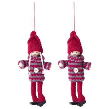 DEKOR ZÁVESNÝ PLETENÝ CHLAPEC ALEBO DIEVČA, SIVÝ-BORDEAUX