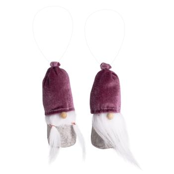 DEKOR ZÁVESNÝ ZAMATOVÝ CHLAPČENSKÝ ALEBO DIEVČENSKÝ FÚZIK, SIVO-BORDOVÝ