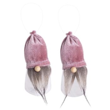 DEKORATÍVNE ZÁVESNÉ ZAMATOVÉ FÚZY CHLAPCA ALEBO DIEVČAŤA, RUŽOVO-BIELE