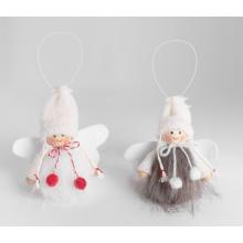 ZÁVESNÝ DEKOR Z PLSTI CHLAPEC ALEBO DIEVČA, CHLPATÝ, HNEDÝ ALEBO BIELY