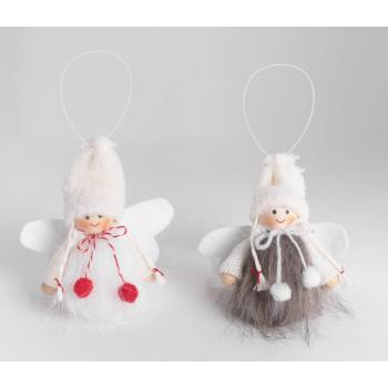 ZÁVESNÝ DEKOR Z PLSTI CHLAPEC ALEBO DIEVČA, CHLPATÝ, HNEDÝ ALEBO BIELY