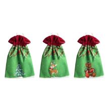 DEKORATÍVNE TEXTILNÉ VYKRAJOVAČKY NA SUŠIENKY, VIANOČNÝ VZOR, ZELENÁ/ČERVENÁ