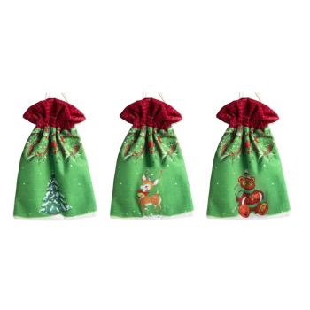 DEKORATÍVNE TEXTILNÉ VYKRAJOVAČKY NA SUŠIENKY, VIANOČNÝ VZOR, ZELENÁ/ČERVENÁ