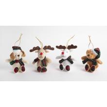 TEXTILNÝ DEKOR ZÁVESNÁ VIANOČNÁ FIGÚRKA SO ZELENÝM KÁROVANÝM ŠÁLOM