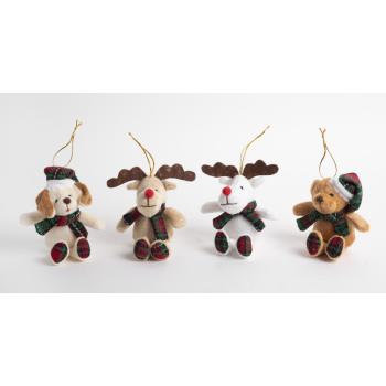 TEXTILNÝ DEKOR ZÁVESNÁ VIANOČNÁ FIGÚRKA SO ZELENÝM KÁROVANÝM ŠÁLOM