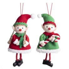 TEXTILNÝ ZÁVESNÝ ŠKRIATOK, CHLAPEC A DIEVČA, ČERVENÝ A ZELENÝ