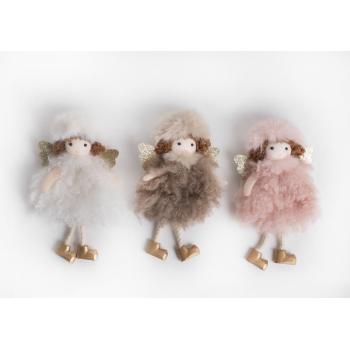 TEXTILNÝ ZÁVESNÝ ANJEL, CHLPATÝ