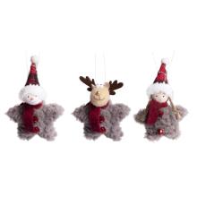 TEXTILNÁ ZÁVESNÁ POSTAVA HVIEZDY, SIVÁ A BORDOVÁ