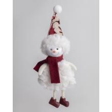 TEXTILNÝ ZÁVESNÝ SNEHULIAK BIELEJ A BORDOVEJ FARBY