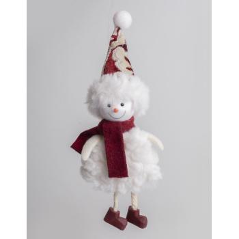 TEXTILNÝ ZÁVESNÝ SNEHULIAK BIELEJ A BORDOVEJ FARBY