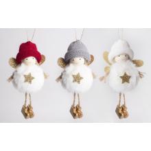 TEXTILNÝ ZÁVESNÝ ANJEL SO ZLATOU HVIEZDOU V ČIAPKE