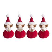 TEXTILNÉ ZÁVESNÉ DIEVČA, GUĽOVÉ TELO, CHLPATÉ, ČERVENÉ