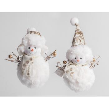 TEXTILNÝ ZÁVESNÝ SNEHULIAK, BIELY A ZLATÝ