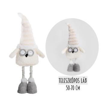 TEXTILNÁ SOVA SNEŽNÁ, STOJACA NA TELESKOPICKÝCH NOHÁCH