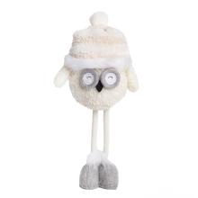 TEXTILNÁ SOVA, STOJACA, V ČIAPKE, BIELA